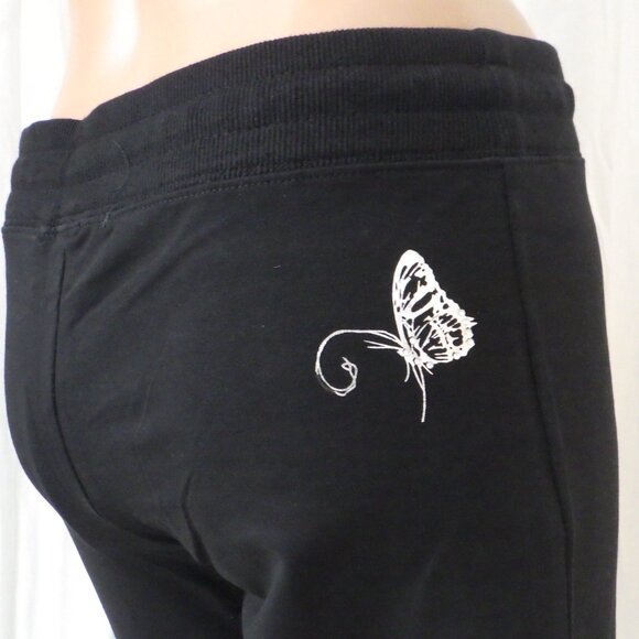NWT BCBG sz SM MED LG XL 95% cotton BLACK SILVER BUTTERFLY & VINE 2PC TRACKSUIT - Picture 10 of 16